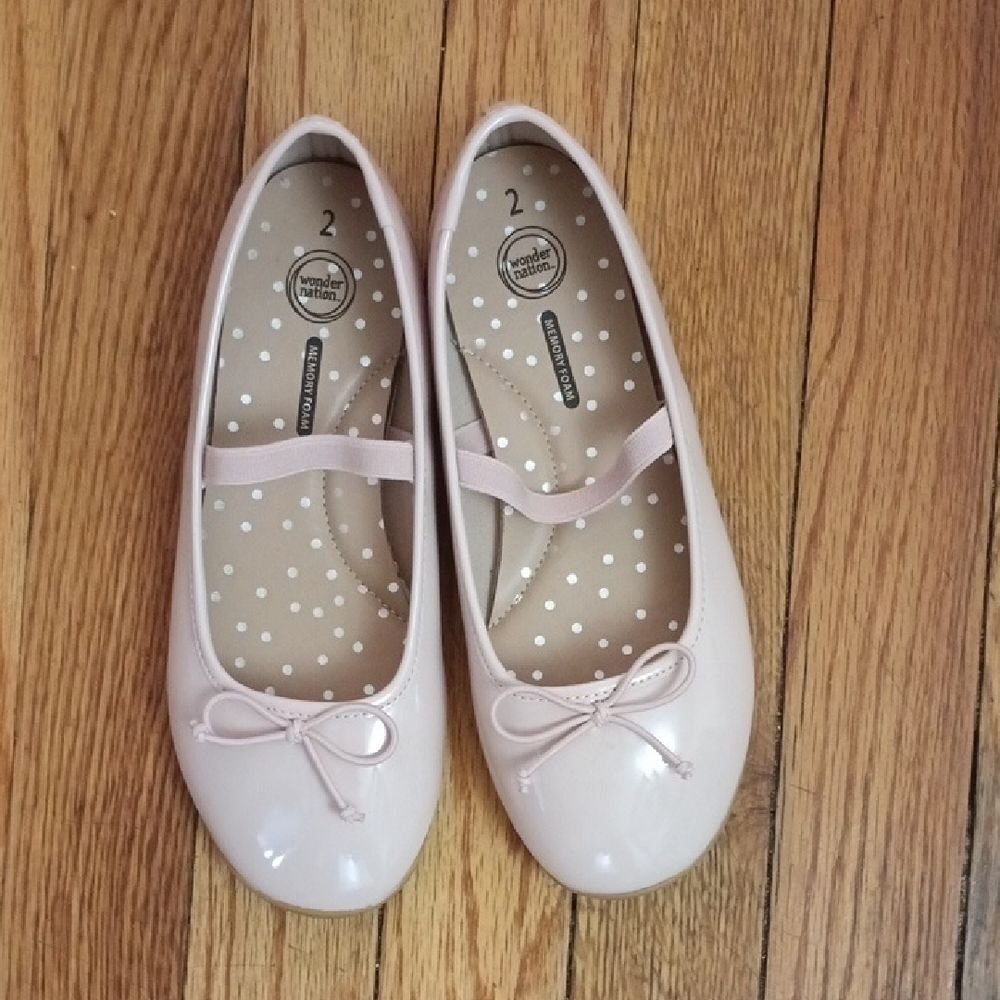 Wonder Nation Pink Dress Shoes with Bow Detail Sz 2 - Picture 2 of 7